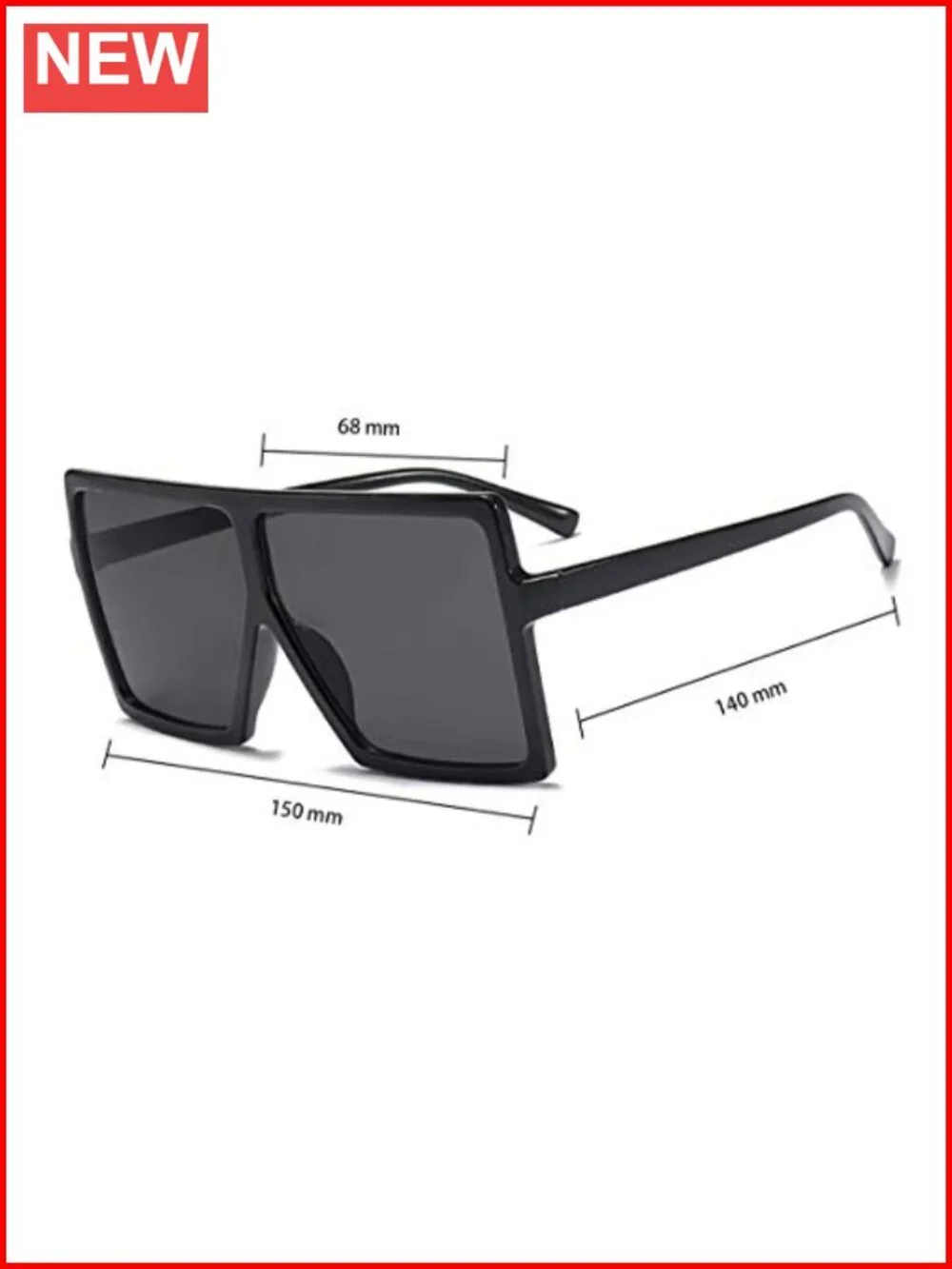 Oversized Square Sunglasses Flat Top Fashion Shades UV Protection